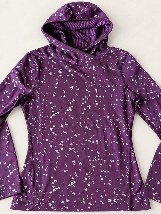 Under Armour Tops - Under Armour ColdGear Fitted Purple Printed Running Hoodie Women’s S